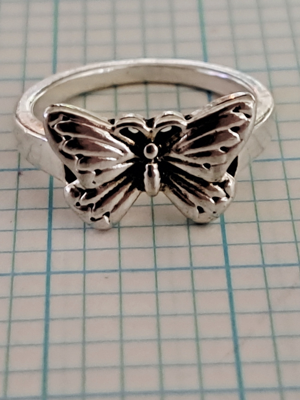 Butterfly Silver Tone Women's Ring - Silver Butterfly Band